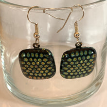 Load image into Gallery viewer, Reclaimed Dichroic Glass Earrings - Black Dot