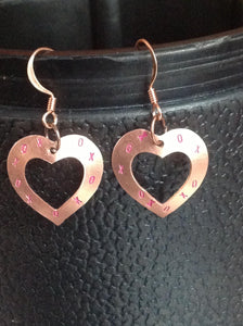 Copper Open Heart XO Earrings