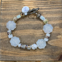 Load image into Gallery viewer, Pressed Glass White Flower Bracelets