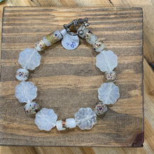 Load image into Gallery viewer, Pressed Glass White Flower Bracelets