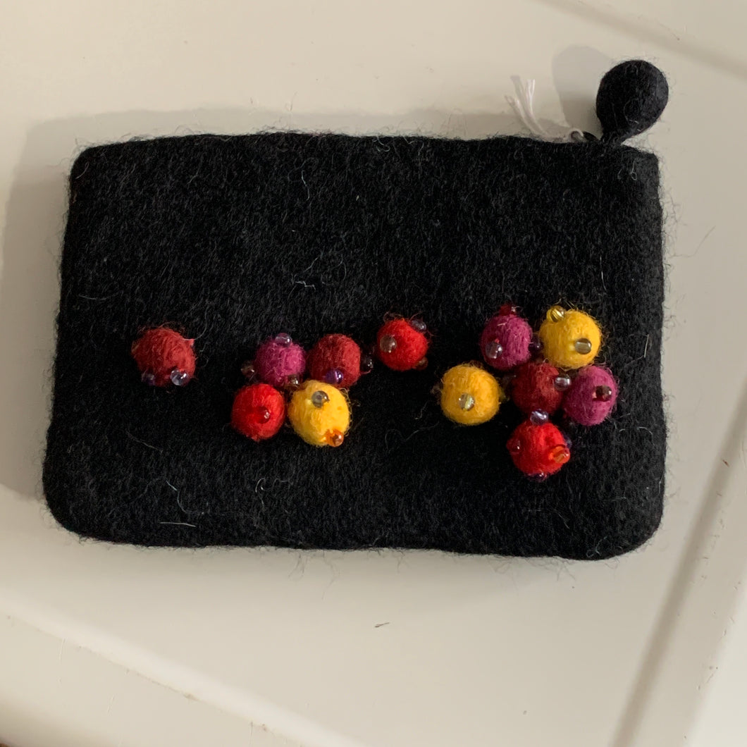 Needle Felted Coin Purse -  Black