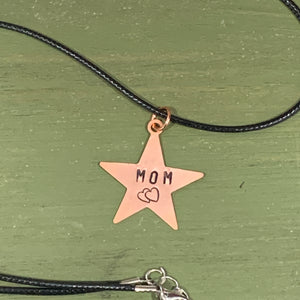 Copper Handstamped Pendant Necklace Mom