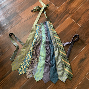 Upcycled Necktie Apron - Green