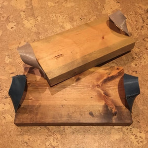 Wooden Serving Tray w Leather Handles