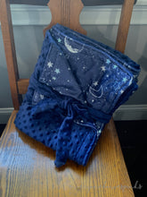 Load image into Gallery viewer, Minky Stars Navy Crib Blanket