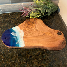 Load image into Gallery viewer, Olive Wood Cutting Board Beach Art