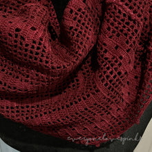 Load image into Gallery viewer, Vintage Cotton Crochet Infinity Scarf Maroon