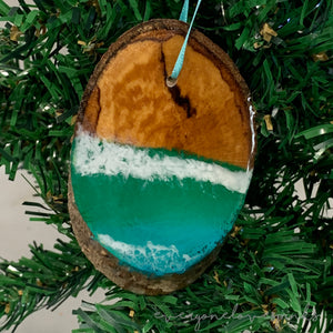 Round Wood Slice Ocean Ornament