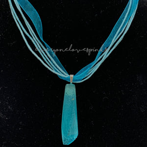 Crystal Point Ribbon Necklace 16"