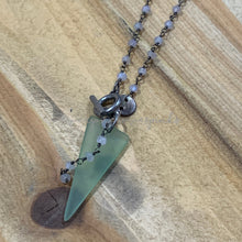 Load image into Gallery viewer, Faceted Moonstone and Seaglass 30&quot; Lariat Necklace