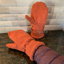Load image into Gallery viewer, Recycled Sweater Mittens Heathered Carrot