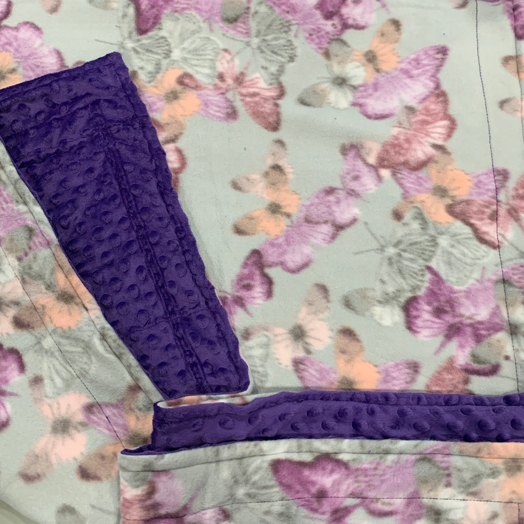 Fleece Crib Blanket Purple Butterfly