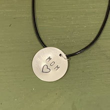 Load image into Gallery viewer, Sterling Silver Handstamped Pendant Necklace Mom