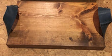 Load image into Gallery viewer, Wooden Serving Tray w Leather Handles