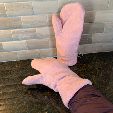 Recycled Sweater Mittens Pink