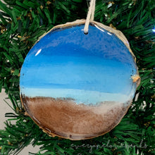 Load image into Gallery viewer, Round Wood Slice Ocean Ornament