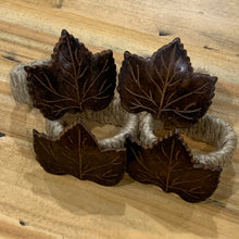 Load image into Gallery viewer, Metal Leaf and Twine Napkin Rings