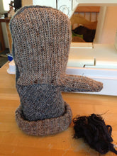 Load image into Gallery viewer, Recycled Sweater Mittens Black &amp; White